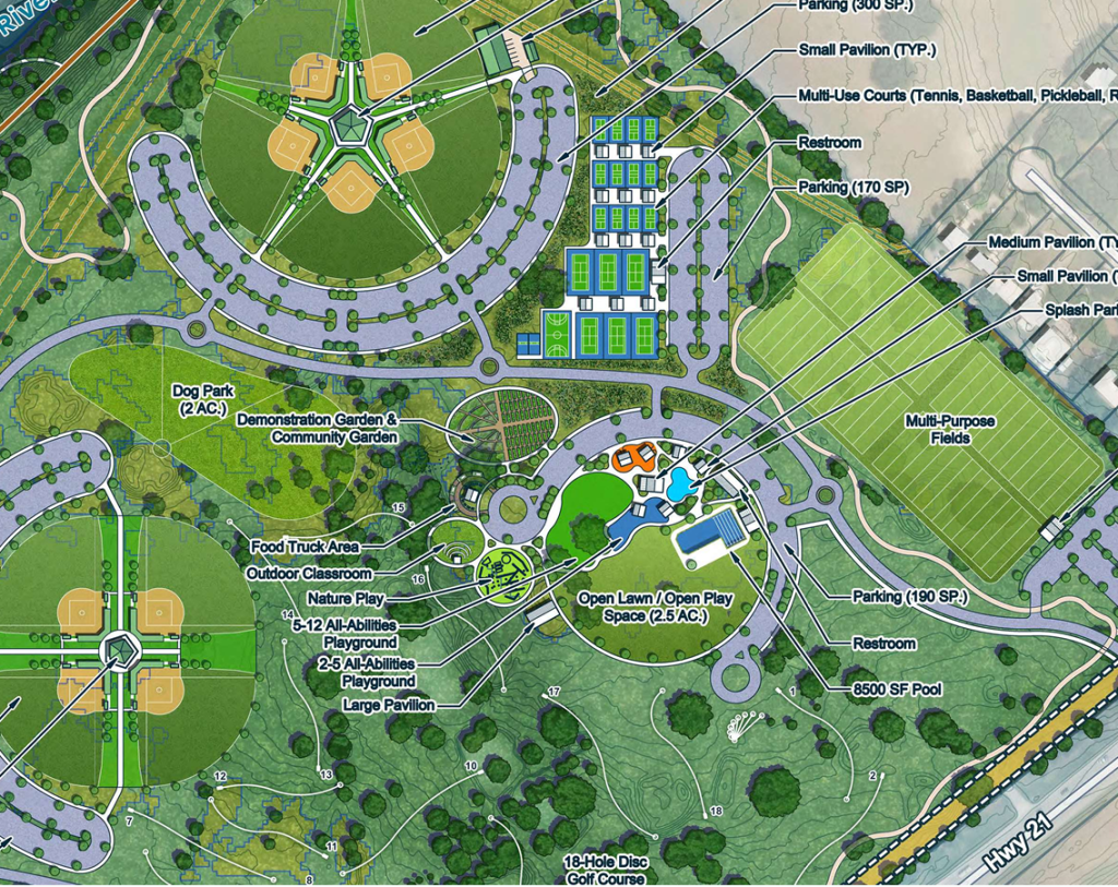 Zoomed into see details of quail creek concept plan