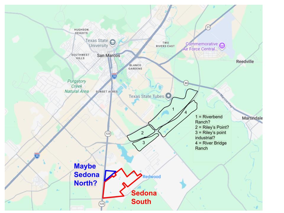 Same map as before, but with Sedona North, a little triangle development between Sedona South and 123.