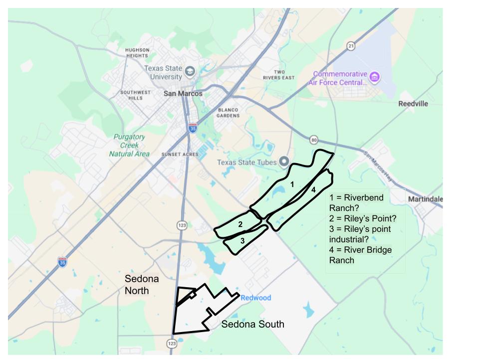 Same map as earlier, showing 6 developments down by Redwood