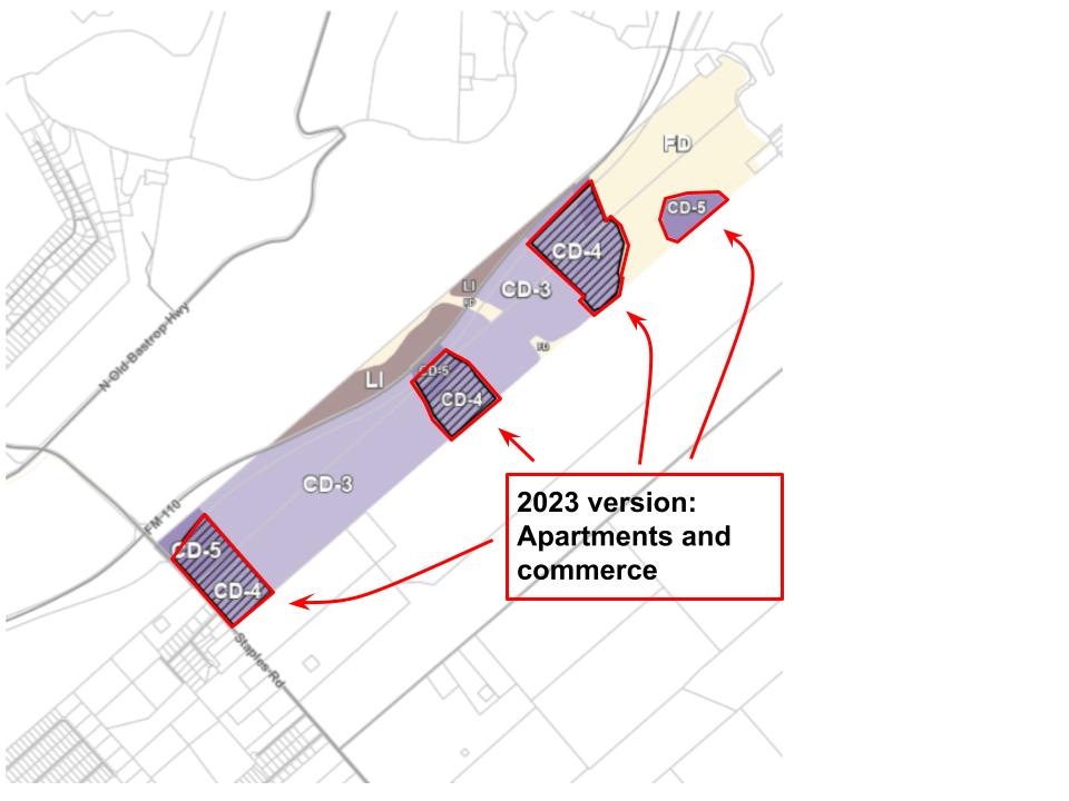 Map showing where they were going to put apartments and commerce in the 2023 version of River Bridge Ranch