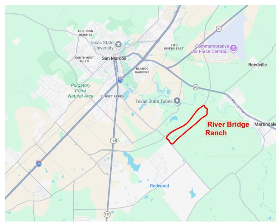 Map showing River Bridge Ranch location